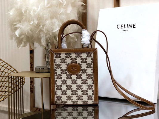 Celine Denim Arc De Triomphe Brown Jacquard Mini Tote