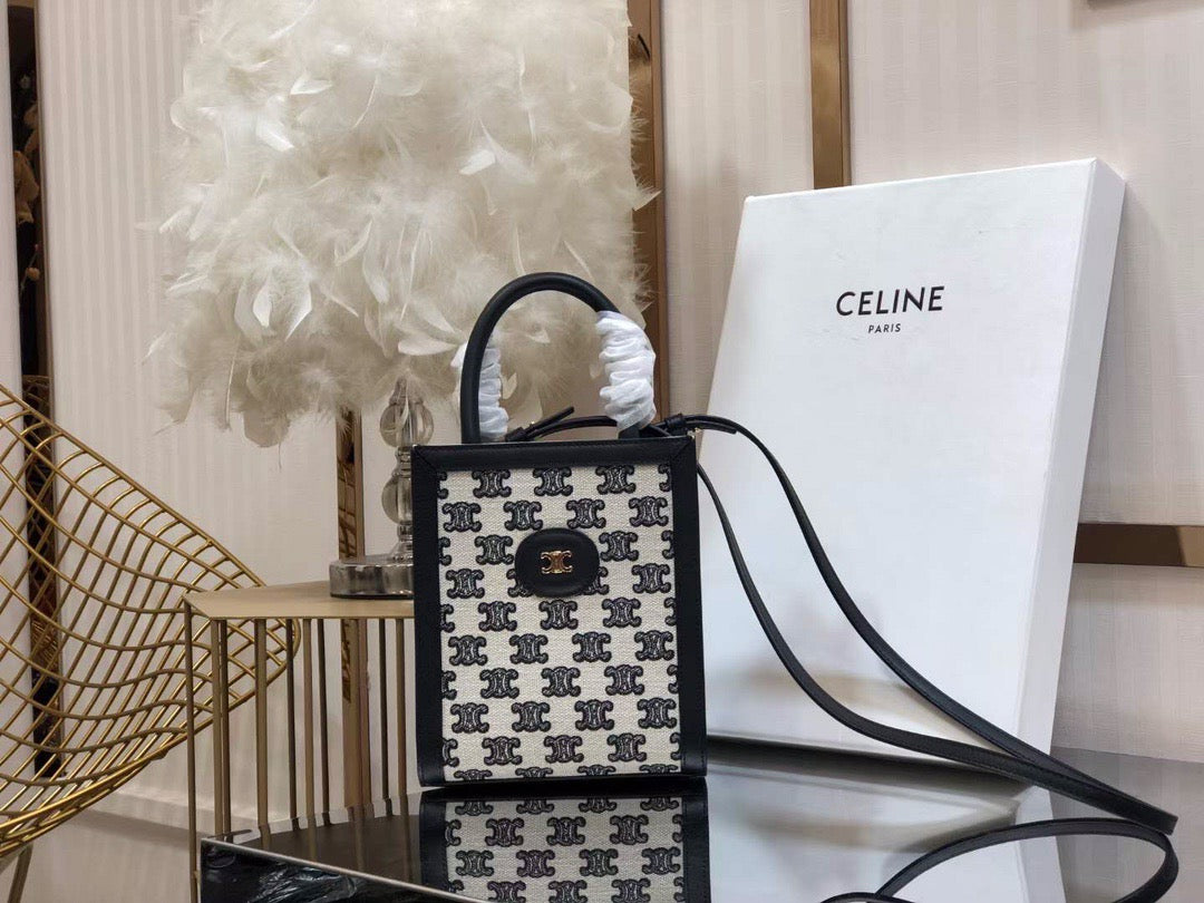 Celine Denim Arc De Triomphe Black Jacquard Mini Tote