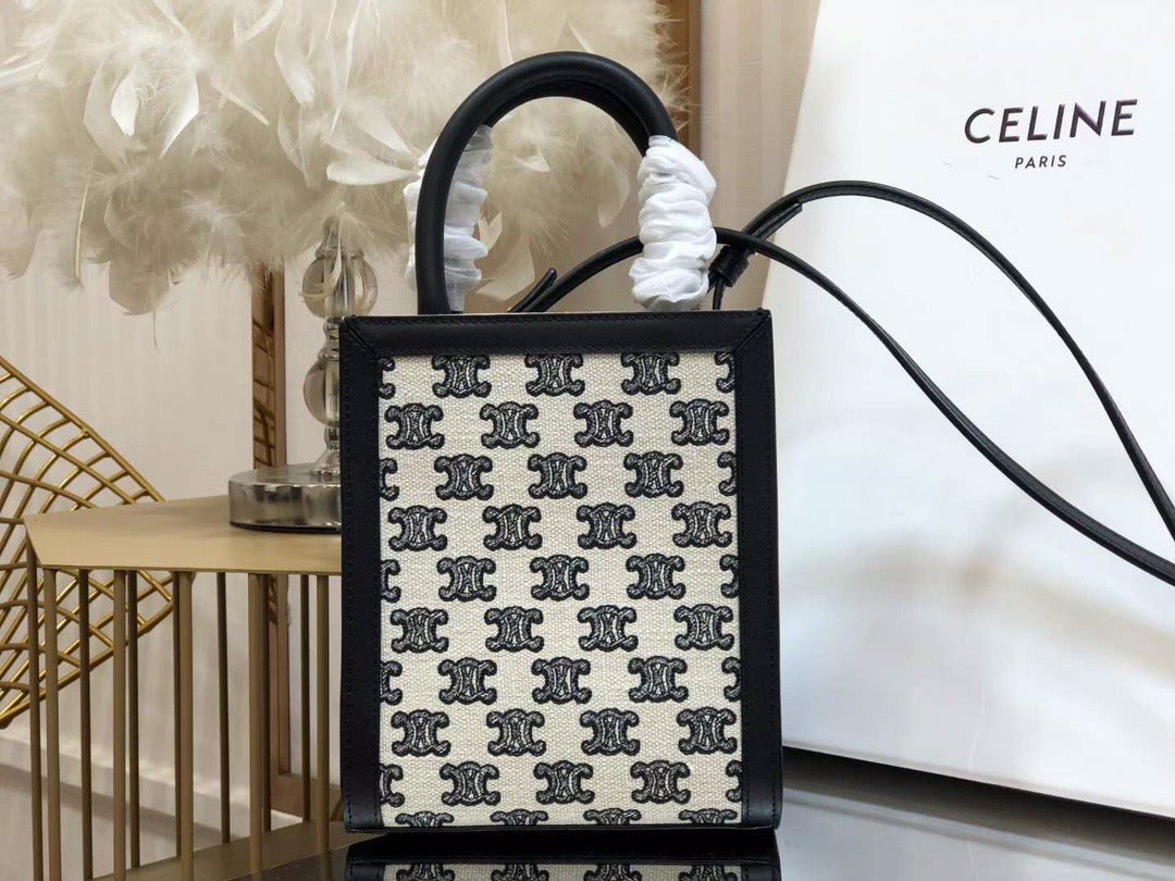 Celine Denim Arc De Triomphe Black Jacquard Mini Tote