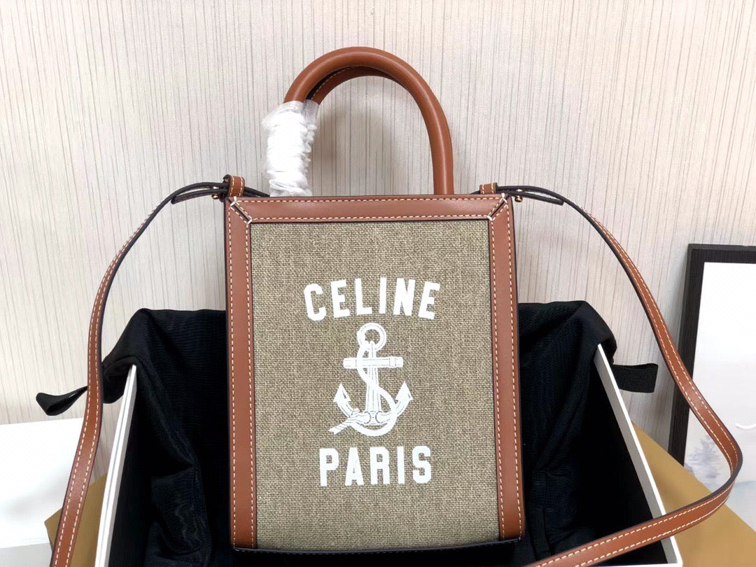 Celine Denim Arc De Triomphe Jacquard Mini Tote With Celine Logo