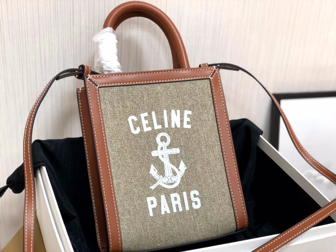 Celine Denim Arc De Triomphe Jacquard Mini Tote With Celine Logo