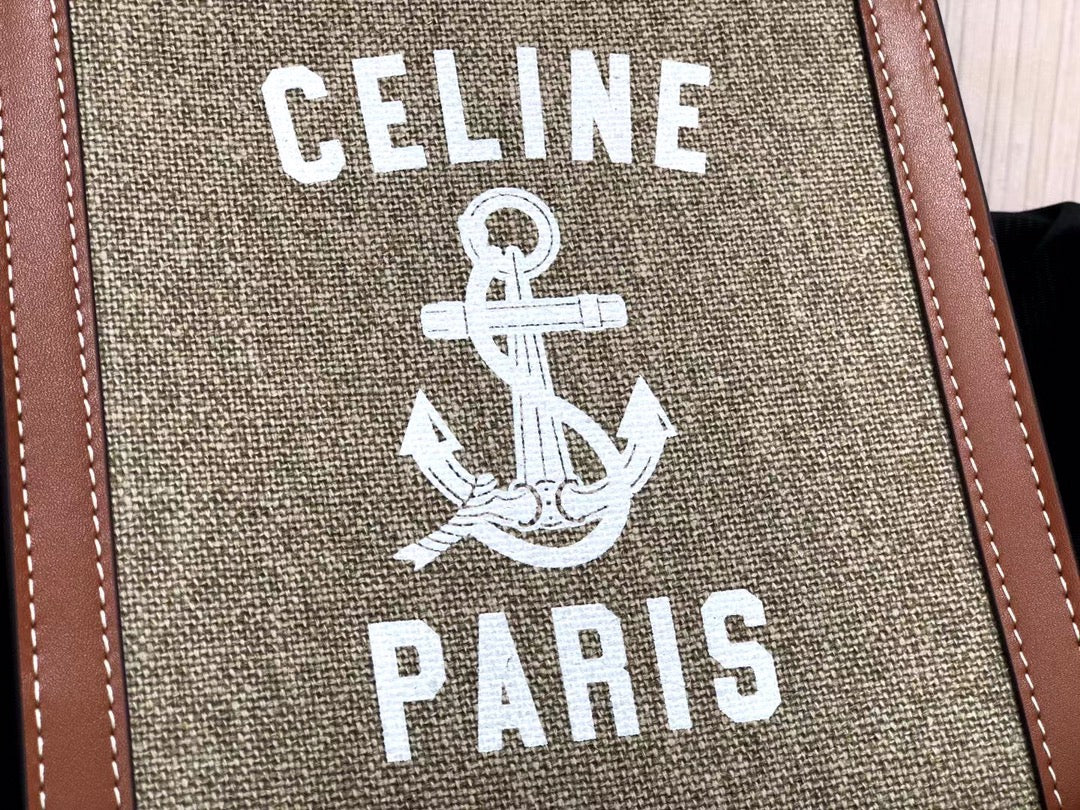 Celine Denim Arc De Triomphe Jacquard Mini Tote With Celine Logo