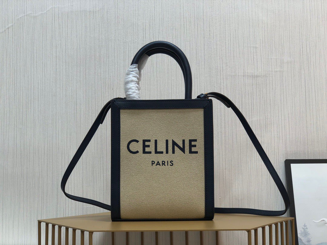 Celine Denim Arc De Triomphe Beige Jacquard Mini Tote With Celine Logo