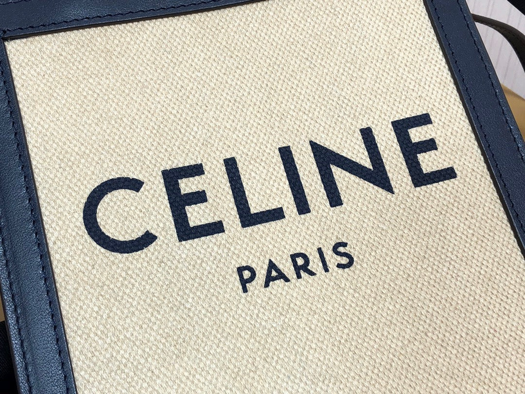 Celine Denim Arc De Triomphe Beige Jacquard Mini Tote With Celine Logo