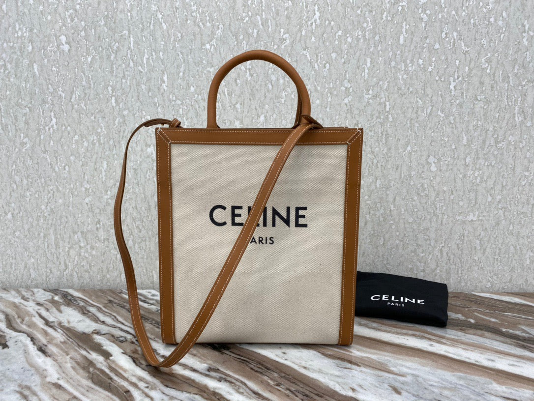 Celine Denim Arc De Triomphe Beige Jacquard Small Tote With Celine Logo