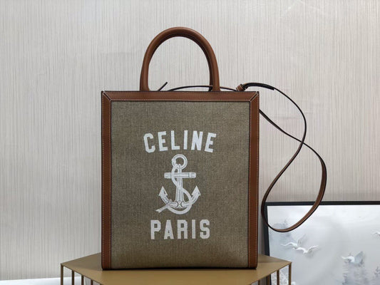 Celine Denim Arc De Triomphe Jacquard Small Tote With Celine Logo