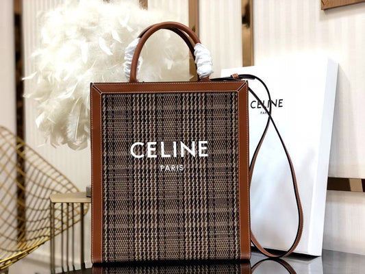 Celine Denim Arc De Triomphe Retro Striped Print Small Tote