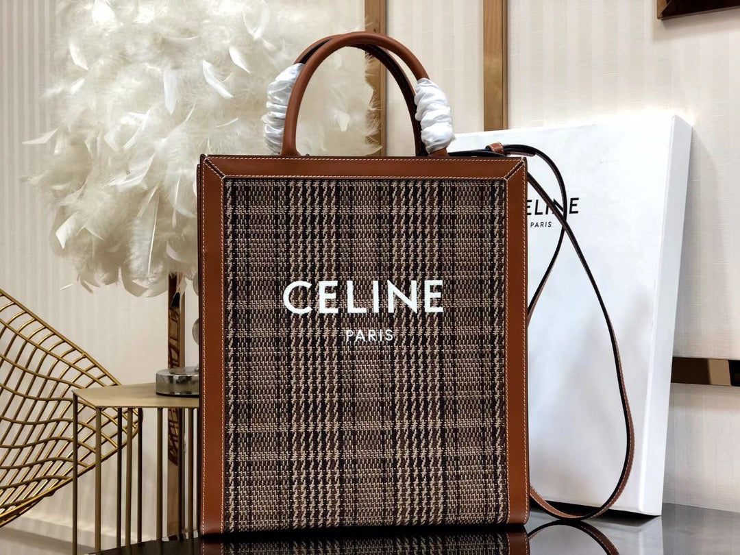 Celine Denim Arc De Triomphe Retro Striped Print Small Tote