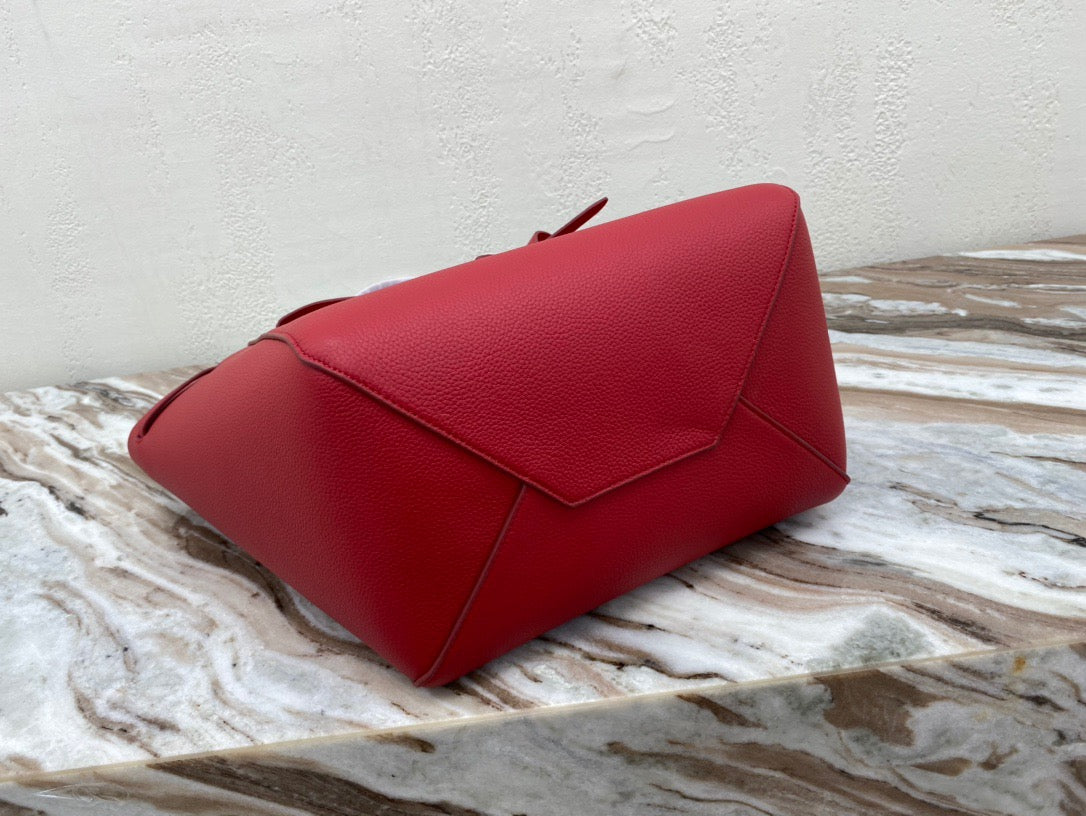 Celine Small Cabas Phantom Bag In Red Grained Calfskin