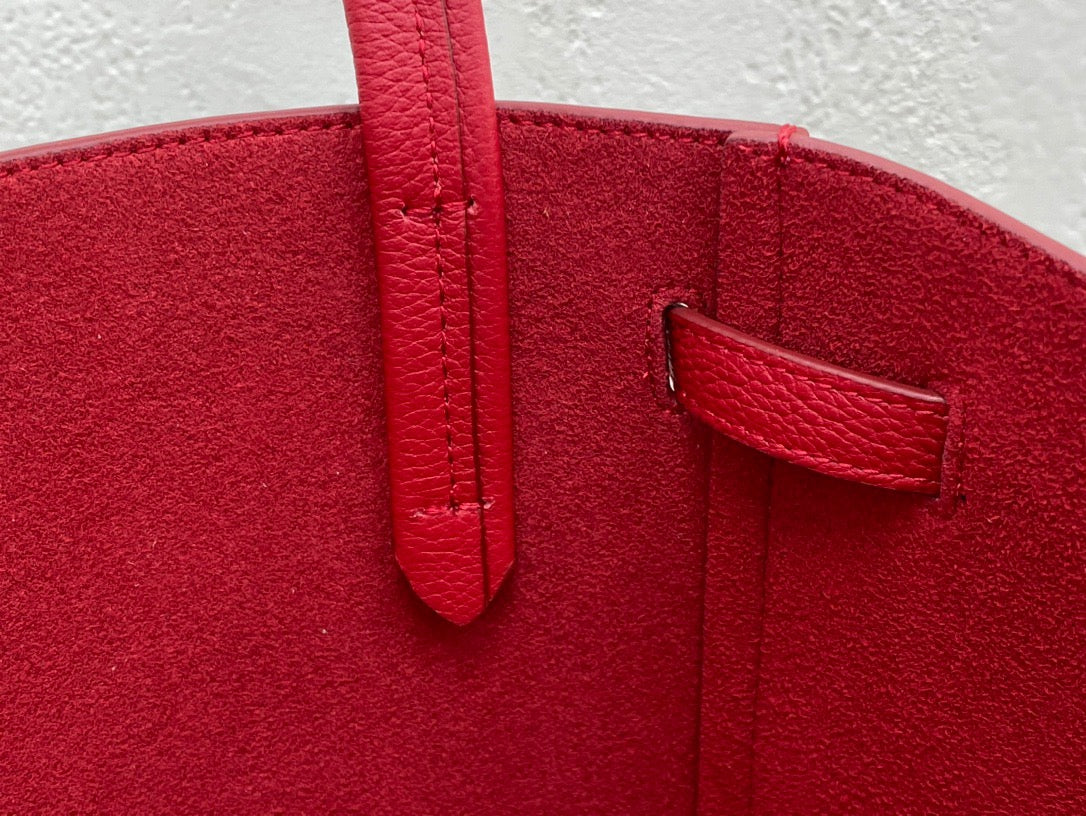 Celine Small Cabas Phantom Bag In Red Grained Calfskin