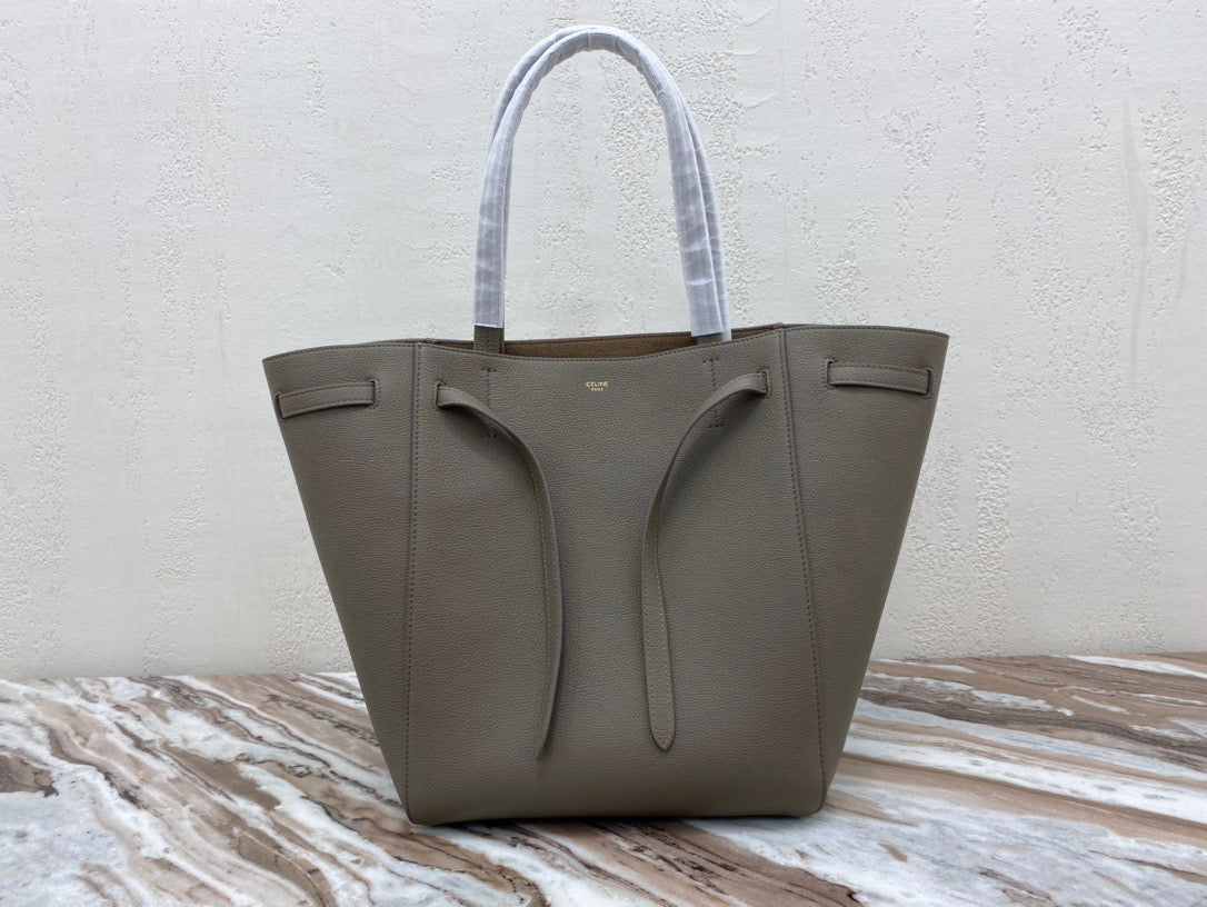 Celine Small Cabas Phantom Bag In Etoupe Grained Calfskin