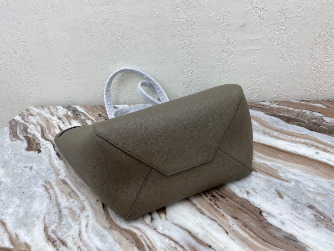 Celine Small Cabas Phantom Bag In Etoupe Grained Calfskin