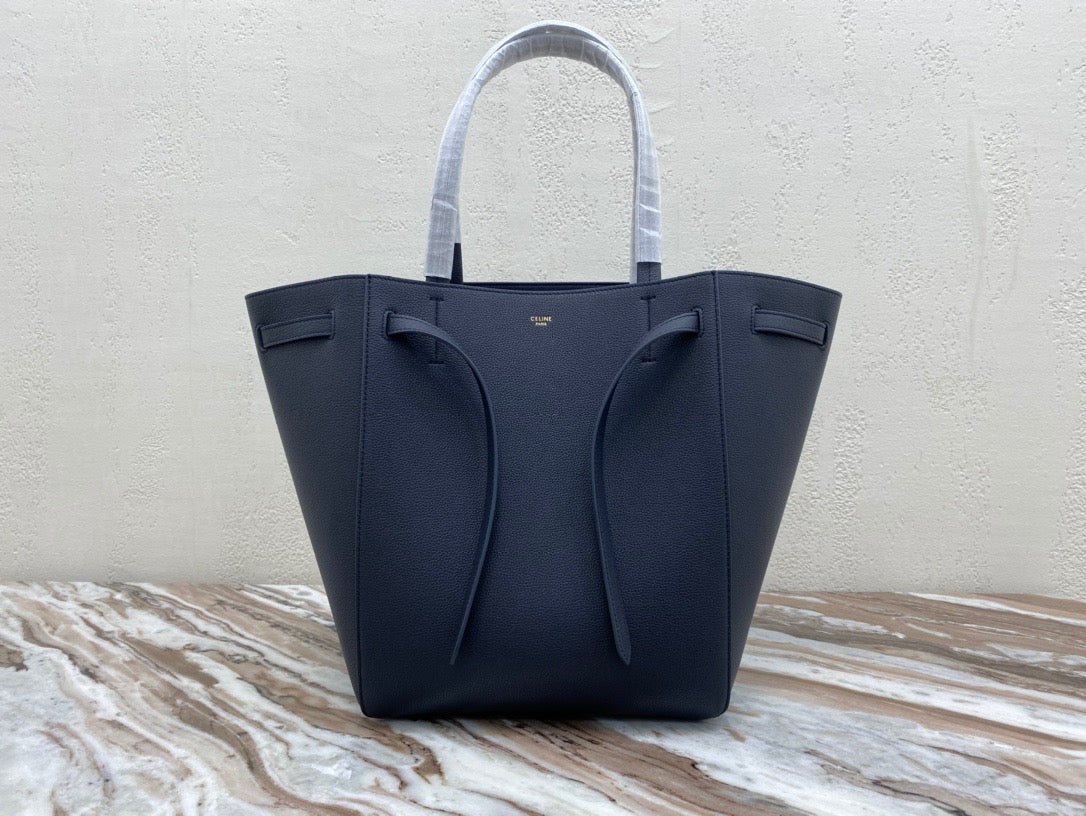 Celine Small Cabas Phantom Bag In Navy Blue Grained Calfskin