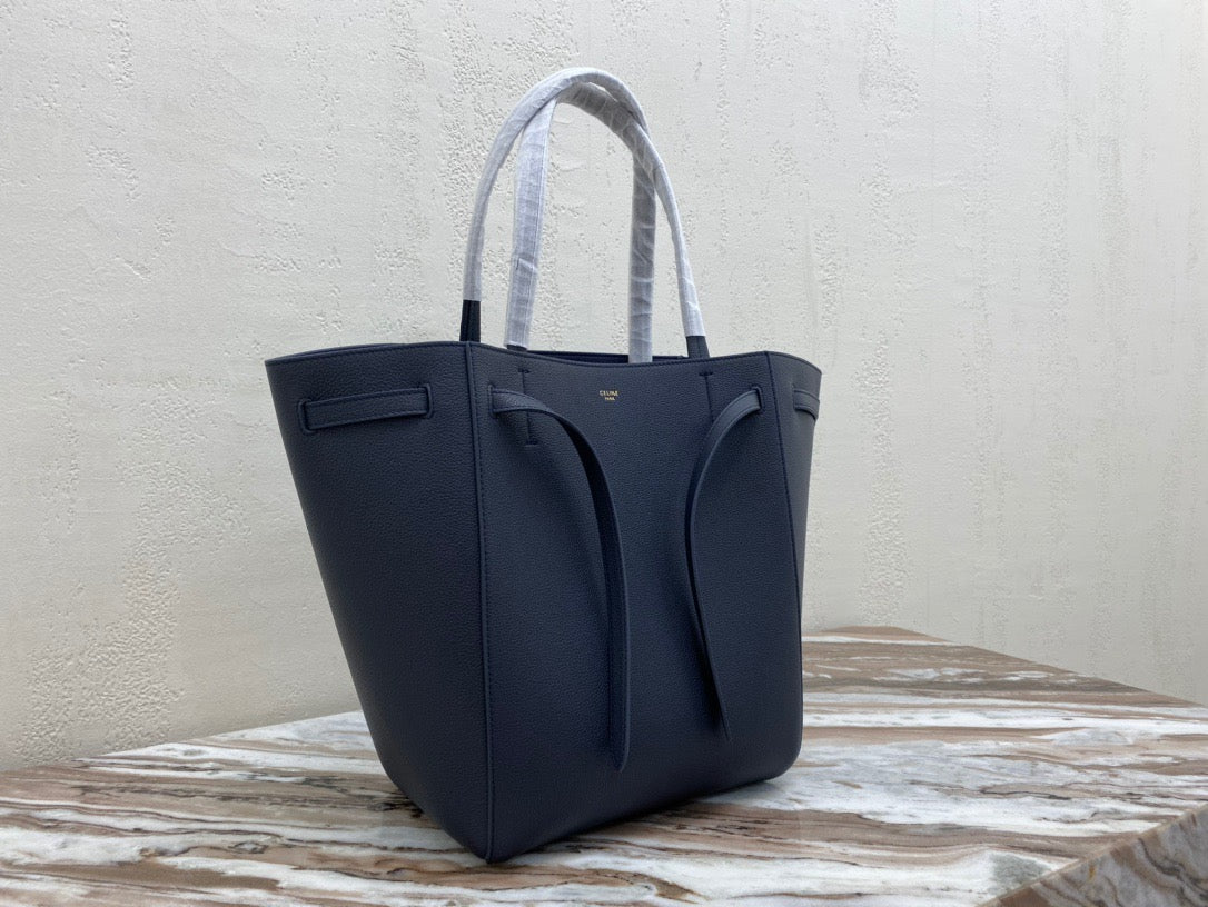 Celine Small Cabas Phantom Bag In Navy Blue Grained Calfskin