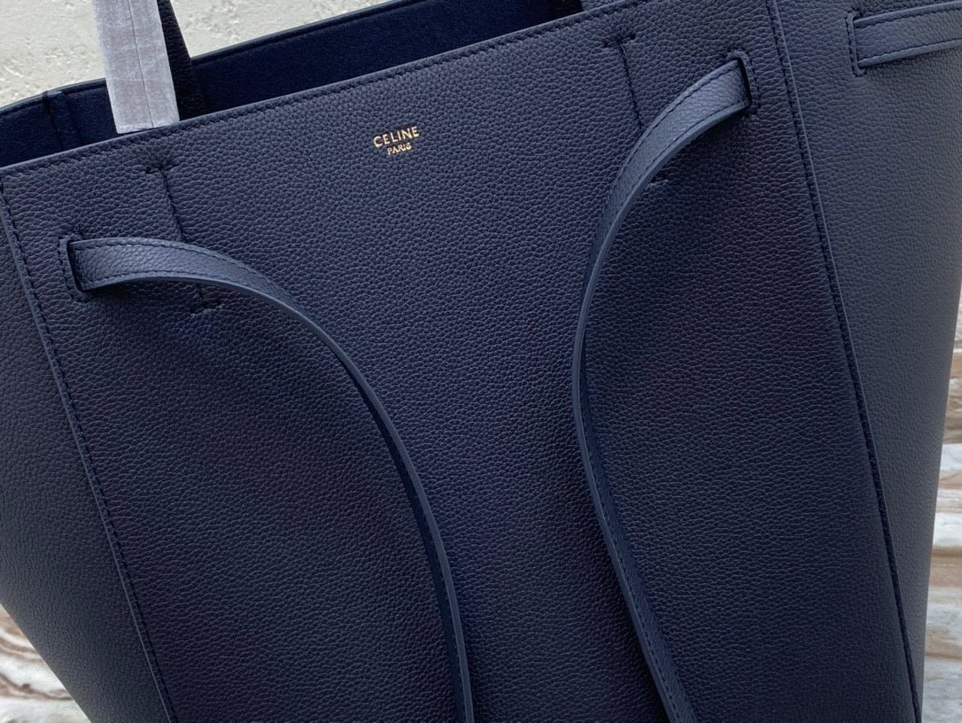 Celine Small Cabas Phantom Bag In Navy Blue Grained Calfskin