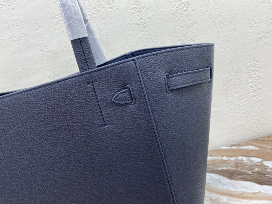 Celine Small Cabas Phantom Bag In Navy Blue Grained Calfskin