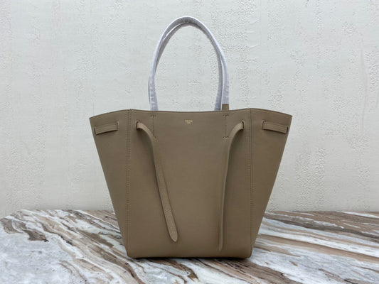 Celine Small Cabas Phantom Bag In Brown Grained Calfskin