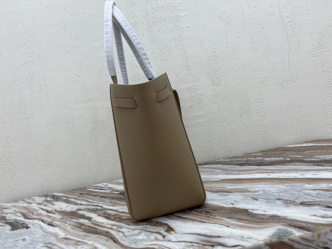 Celine Small Cabas Phantom Bag In Brown Grained Calfskin