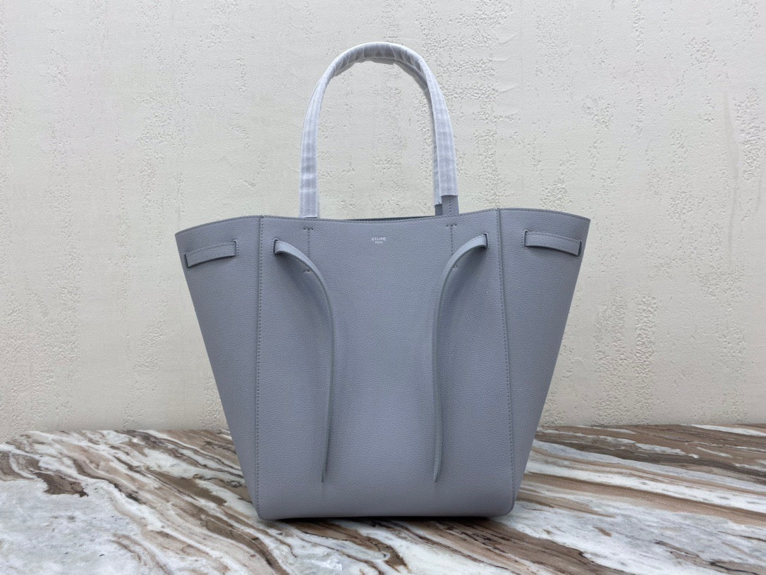 Celine Small Cabas Phantom Bag In Haze Blue Grained Calfskin