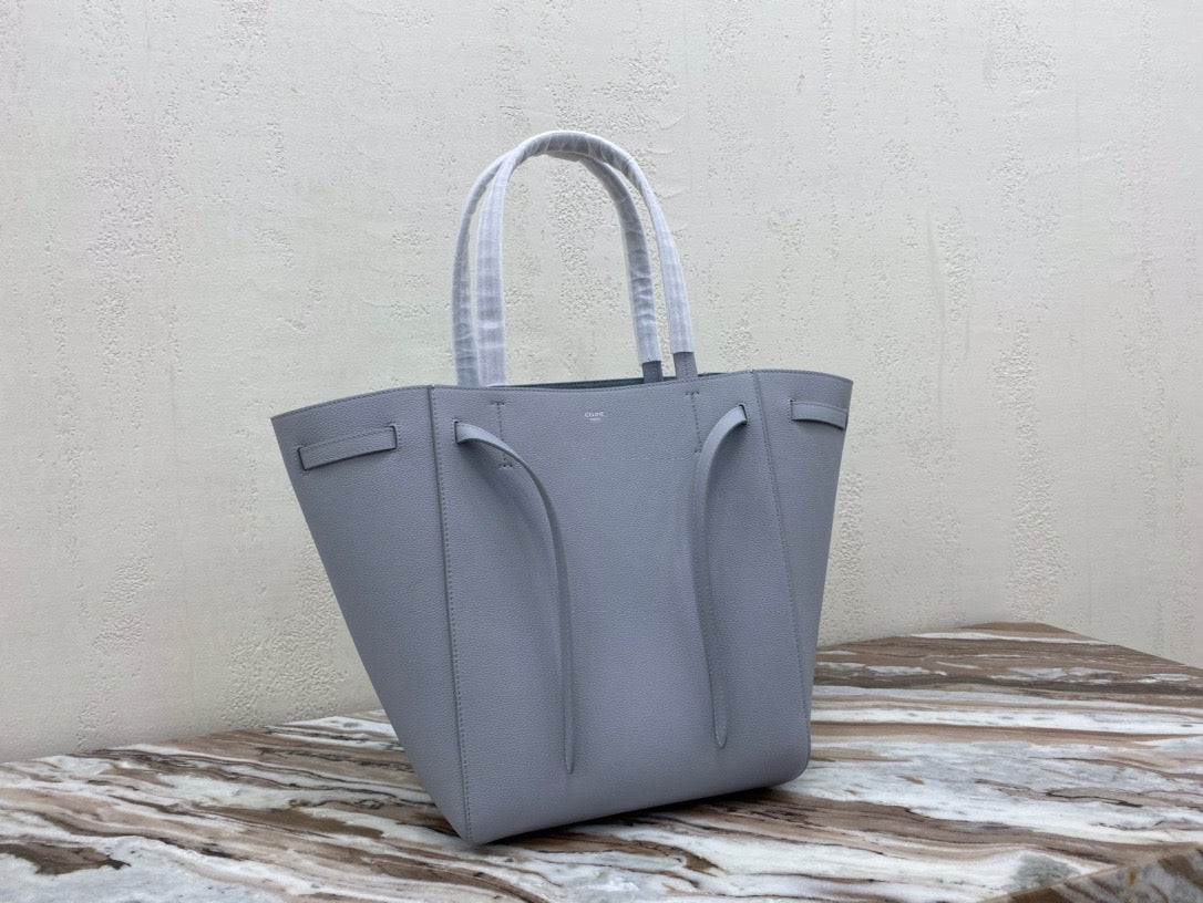 Celine Small Cabas Phantom Bag In Haze Blue Grained Calfskin