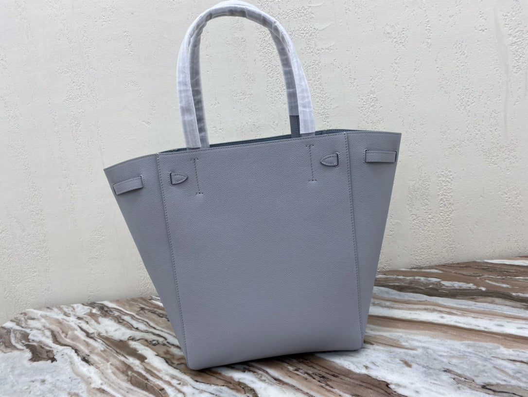 Celine Small Cabas Phantom Bag In Haze Blue Grained Calfskin