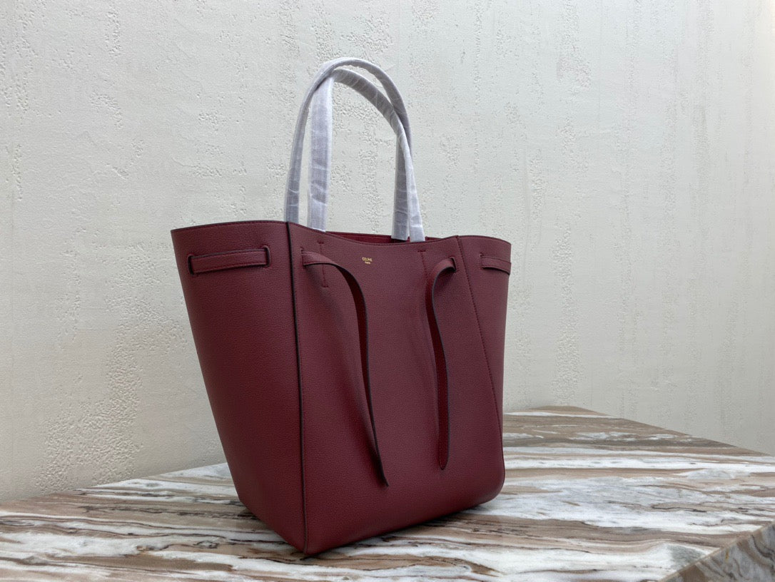 Celine Small Cabas Phantom Bag In Burdungy Grained Calfskin