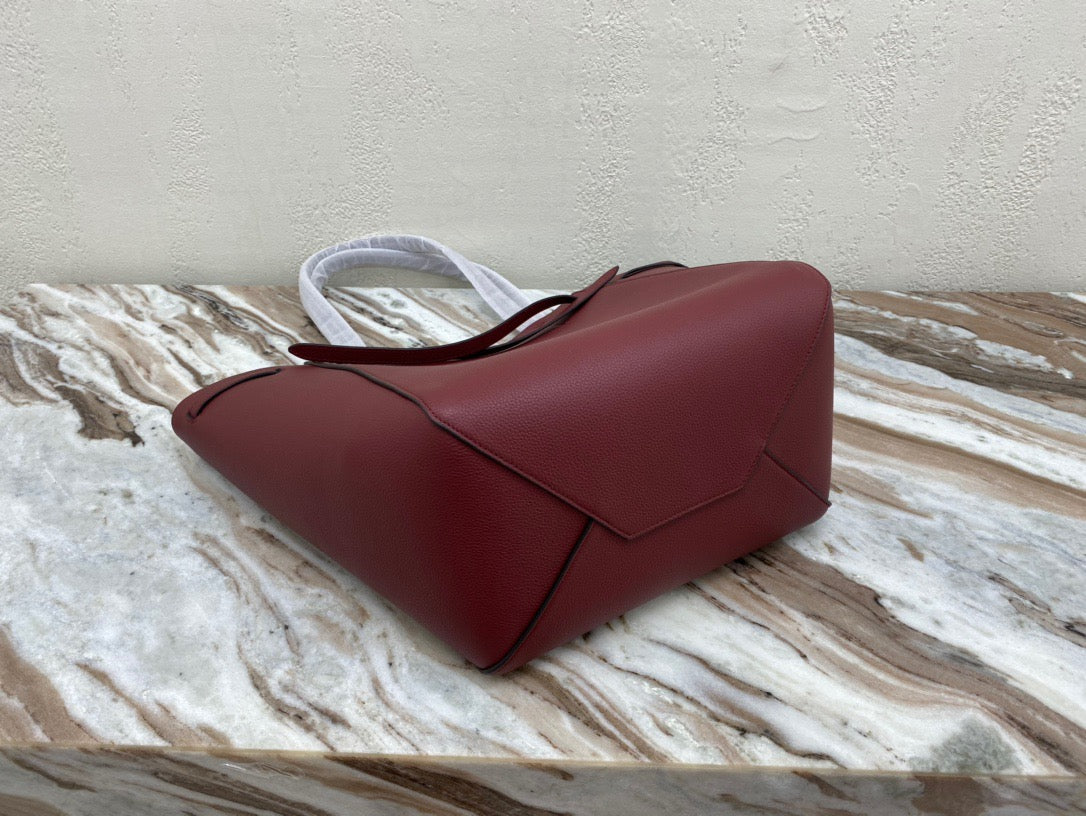 Celine Small Cabas Phantom Bag In Burdungy Grained Calfskin