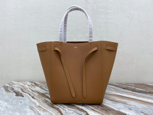 Celine Small Cabas Phantom Bag In Gold Brown Grained Calfskin