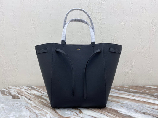 Celine Small Cabas Phantom Bag In Black Grained Calfskin