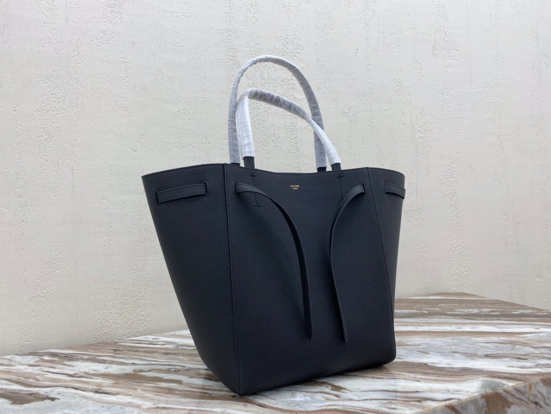 Celine Small Cabas Phantom Bag In Black Grained Calfskin