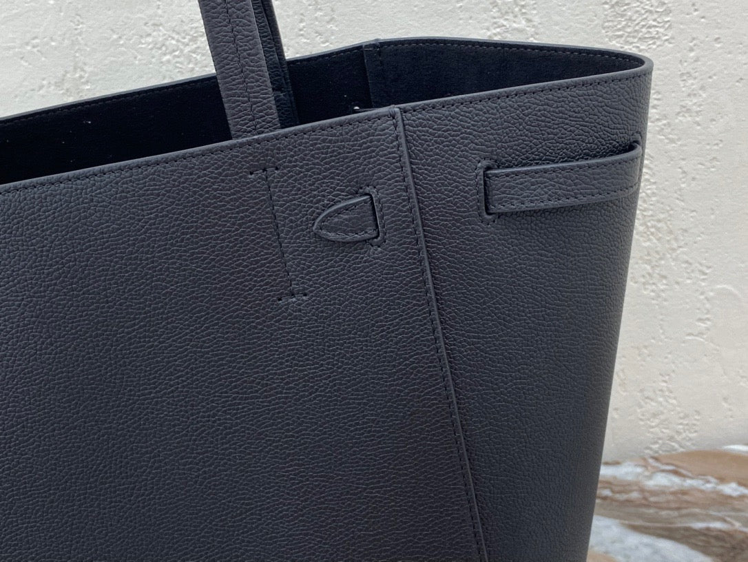 Celine Small Cabas Phantom Bag In Black Grained Calfskin