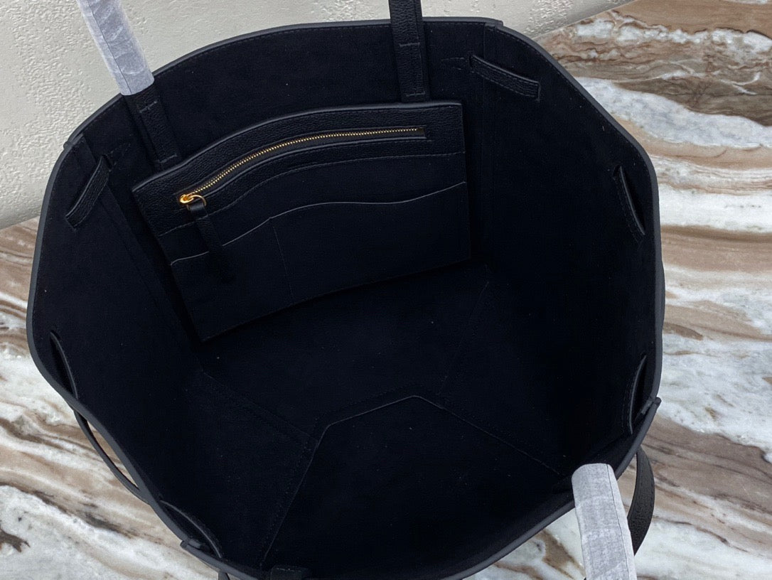 Celine Small Cabas Phantom Bag In Black Grained Calfskin