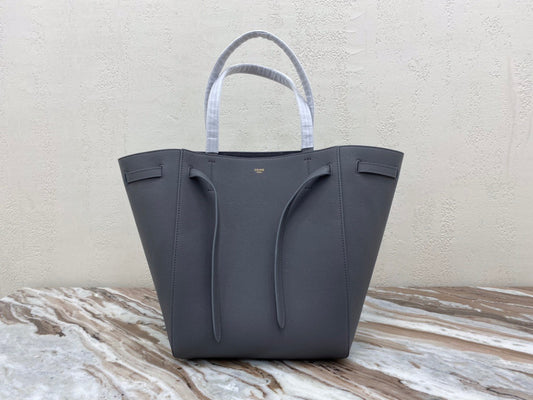 Celine Small Cabas Phantom Bag In Asphalt Ash Grained Calfskin