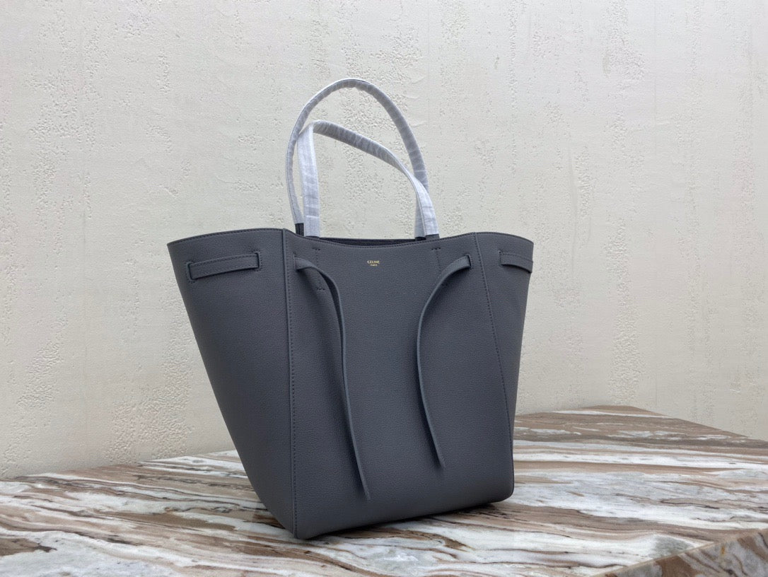 Celine Small Cabas Phantom Bag In Asphalt Ash Grained Calfskin