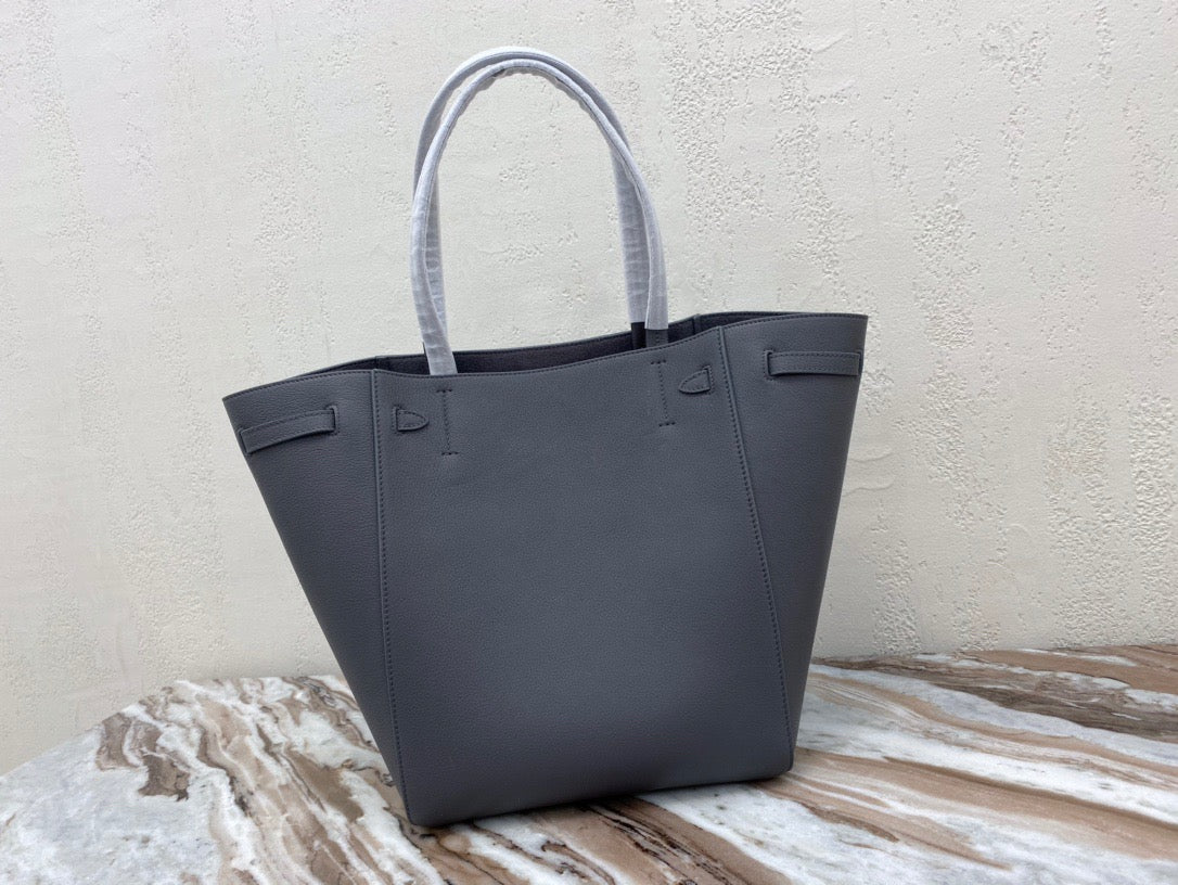 Celine Small Cabas Phantom Bag In Asphalt Ash Grained Calfskin