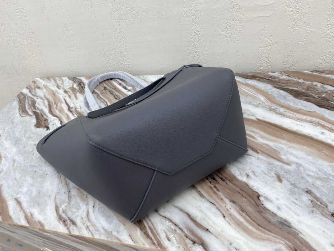 Celine Small Cabas Phantom Bag In Asphalt Ash Grained Calfskin