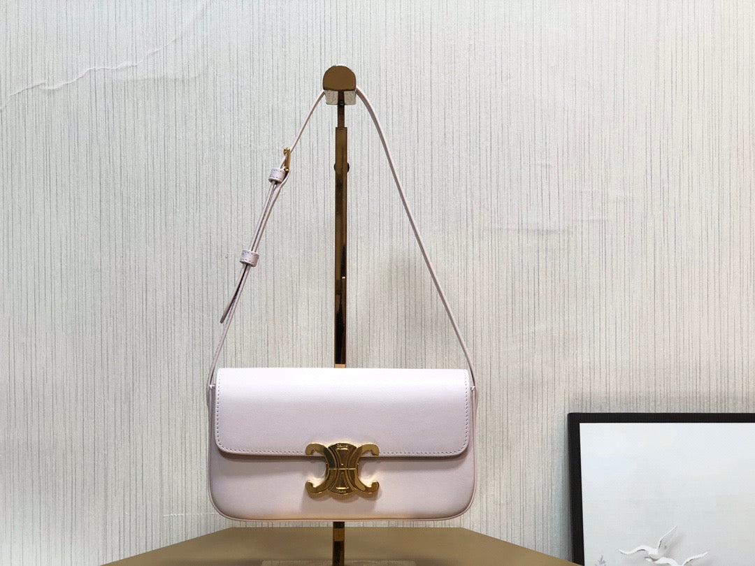 Celine Claude Shoulder Bag in Light Pink Calfskin