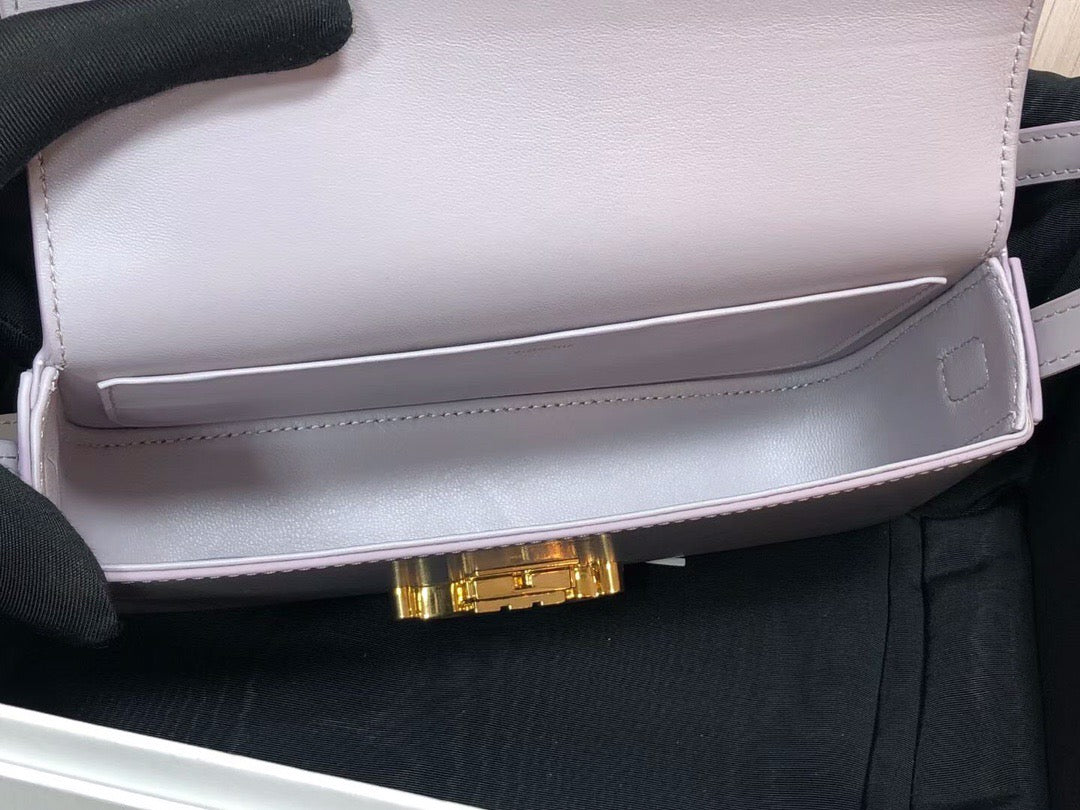 Celine Claude Shoulder Bag in Light Purple Calfskin