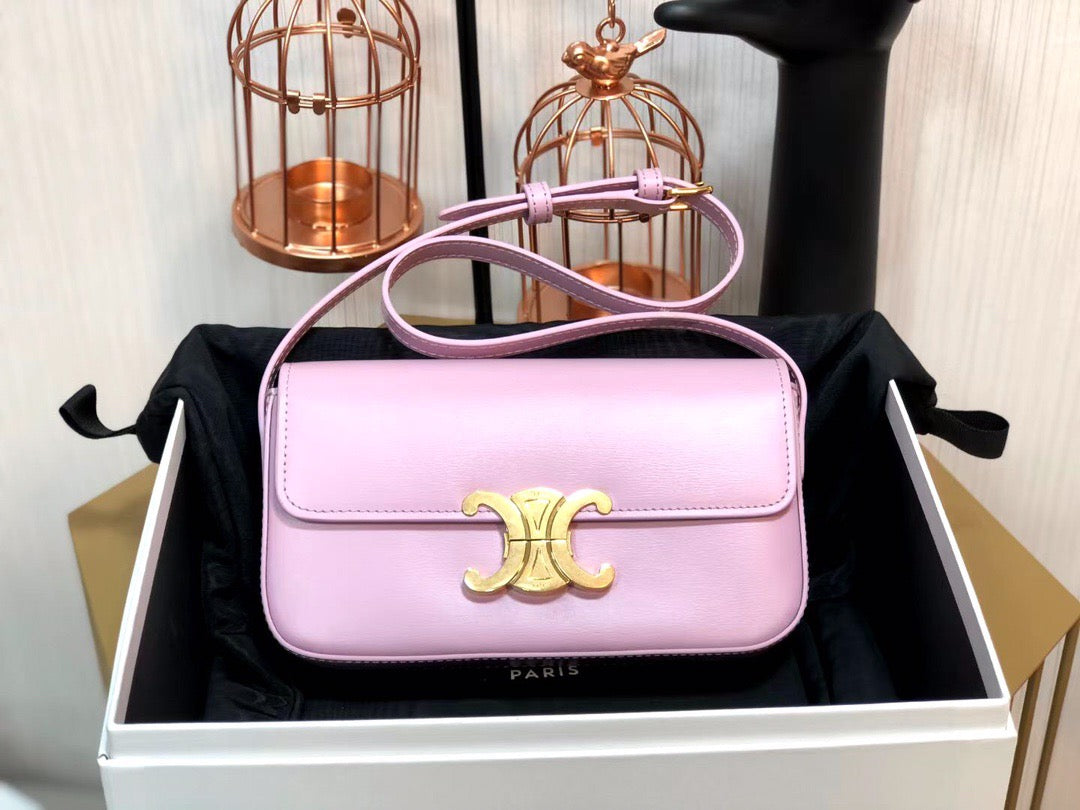 Celine Claude Shoulder Bag in Pink Calfskin