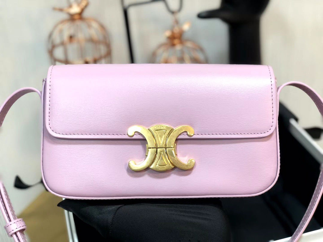 Celine Claude Shoulder Bag in Pink Calfskin