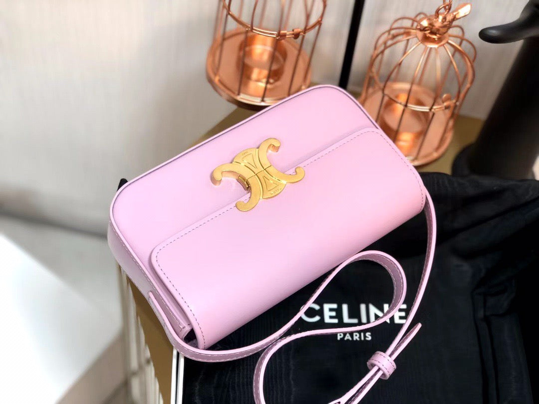 Celine Claude Shoulder Bag in Pink Calfskin