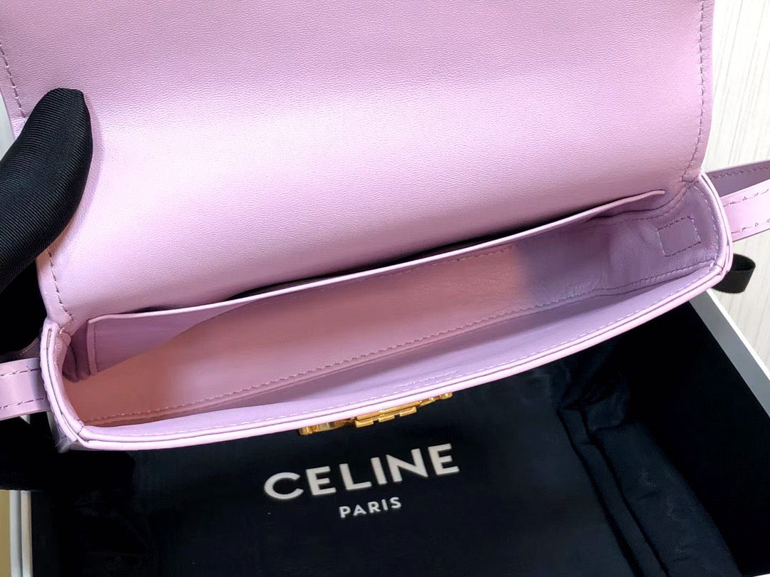 Celine Claude Shoulder Bag in Pink Calfskin