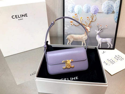 Celine Claude Shoulder Bag in Purple Calfskin