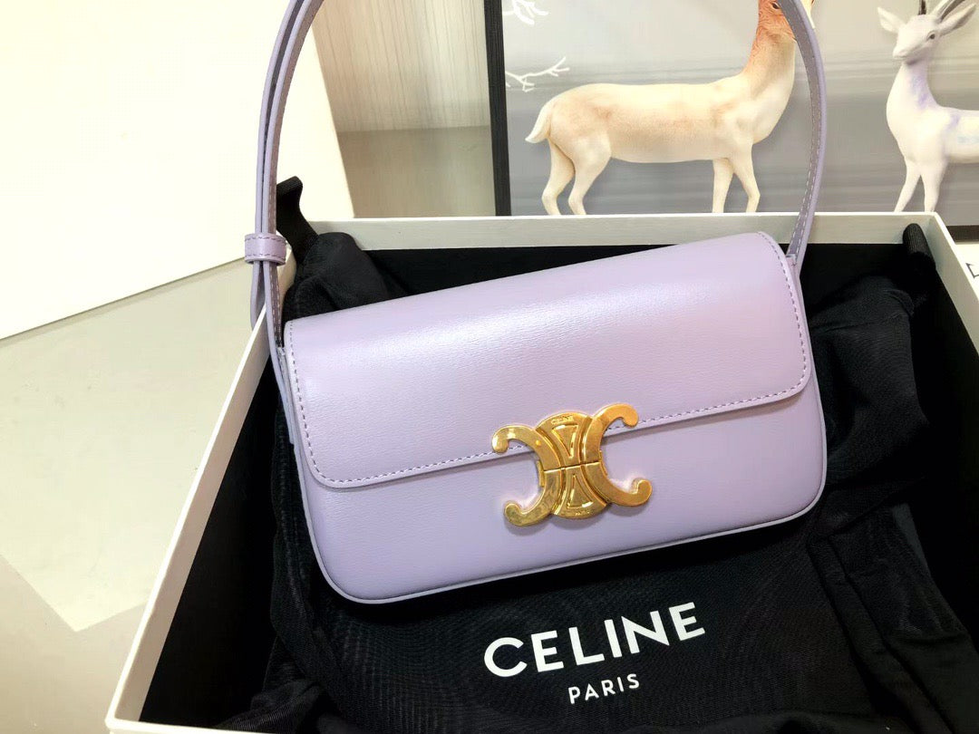 Celine Claude Shoulder Bag in Purple Calfskin