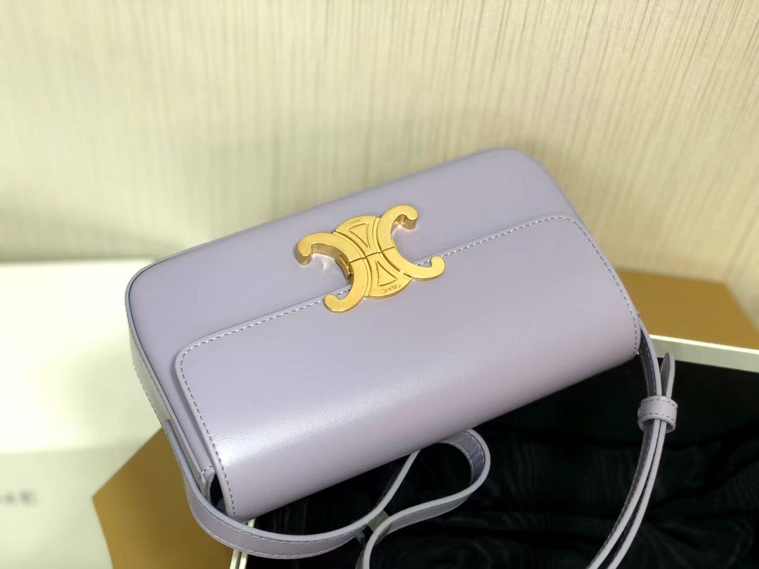 Celine Claude Shoulder Bag in Purple Calfskin