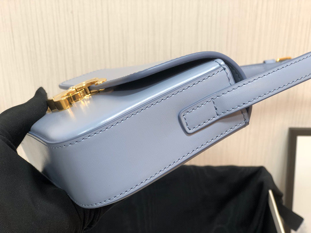 Celine Claude Shoulder Bag in Blue Calfskin