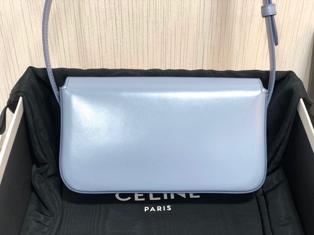 Celine Claude Shoulder Bag in Blue Calfskin