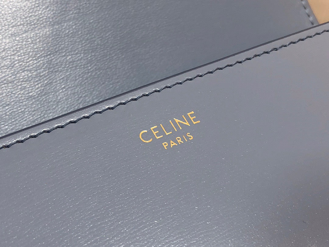 Celine Claude Shoulder Bag in Blue Calfskin