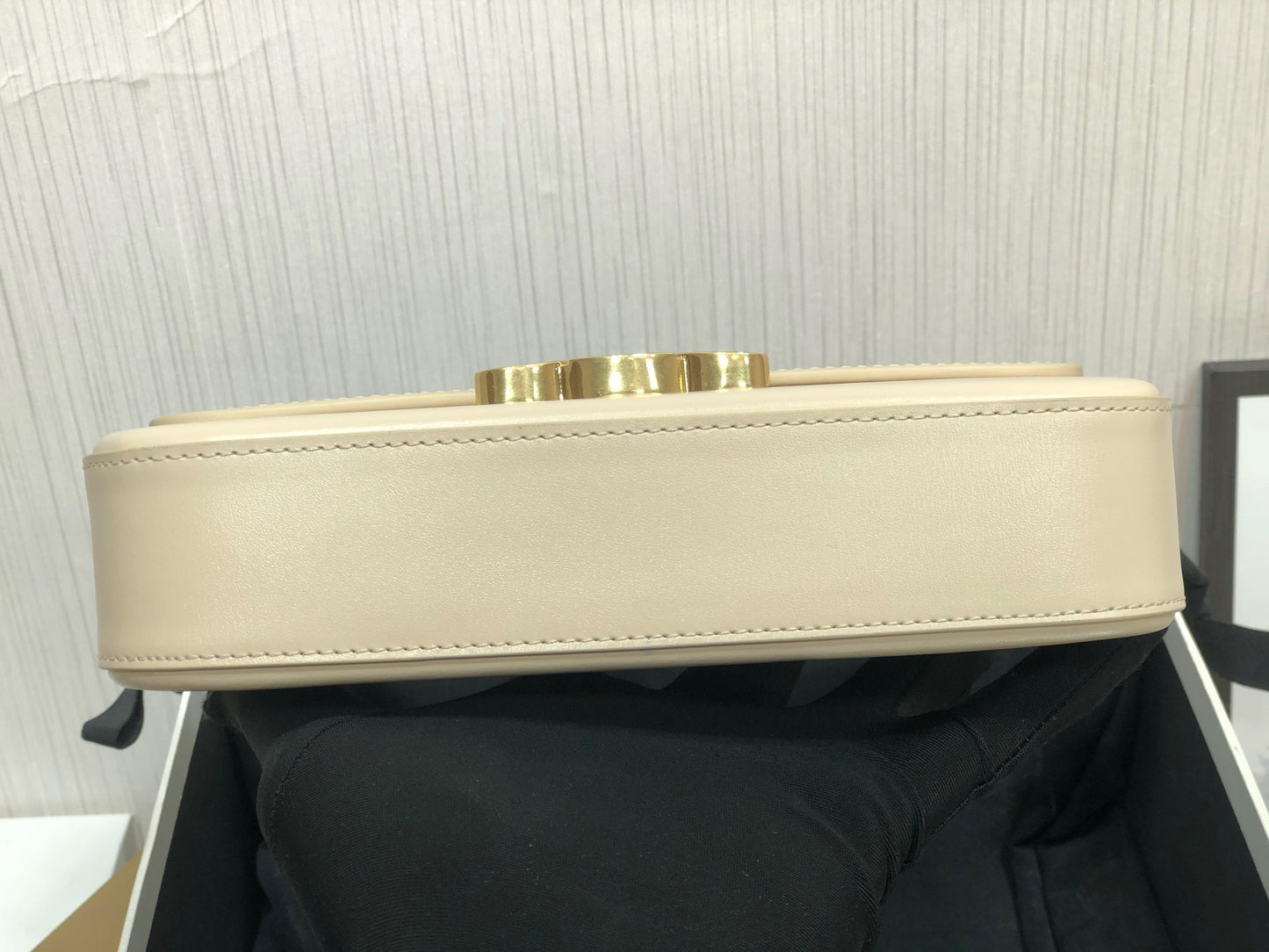 Celine Claude Shoulder Bag in Light Yellow Calfskin