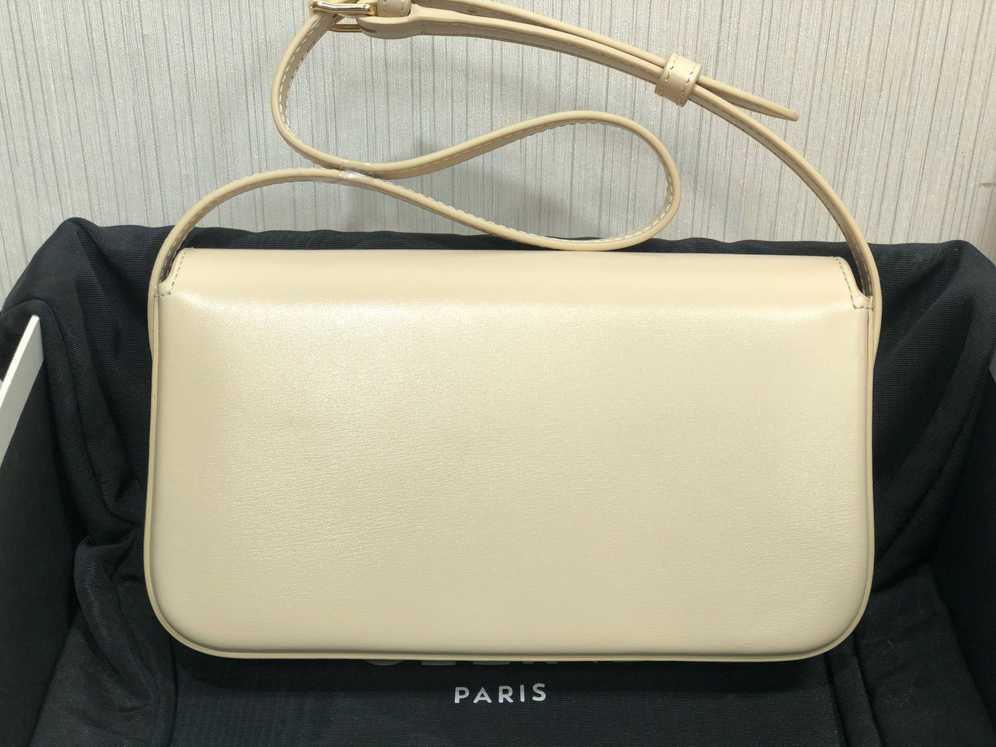 Celine Claude Shoulder Bag in Light Yellow Calfskin